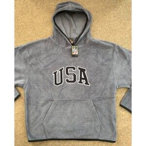 USA Olympics Hoodie Mens L Long Sleeve Fleece USA Spellout Y2K NOS Pullover